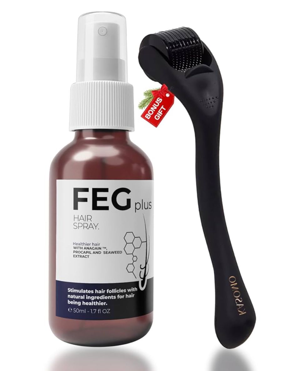 بخاخ FEG Plus لنمو الشعر مع ديرما رولر - مضاد لتساقط الشعر للرجال والنساء
